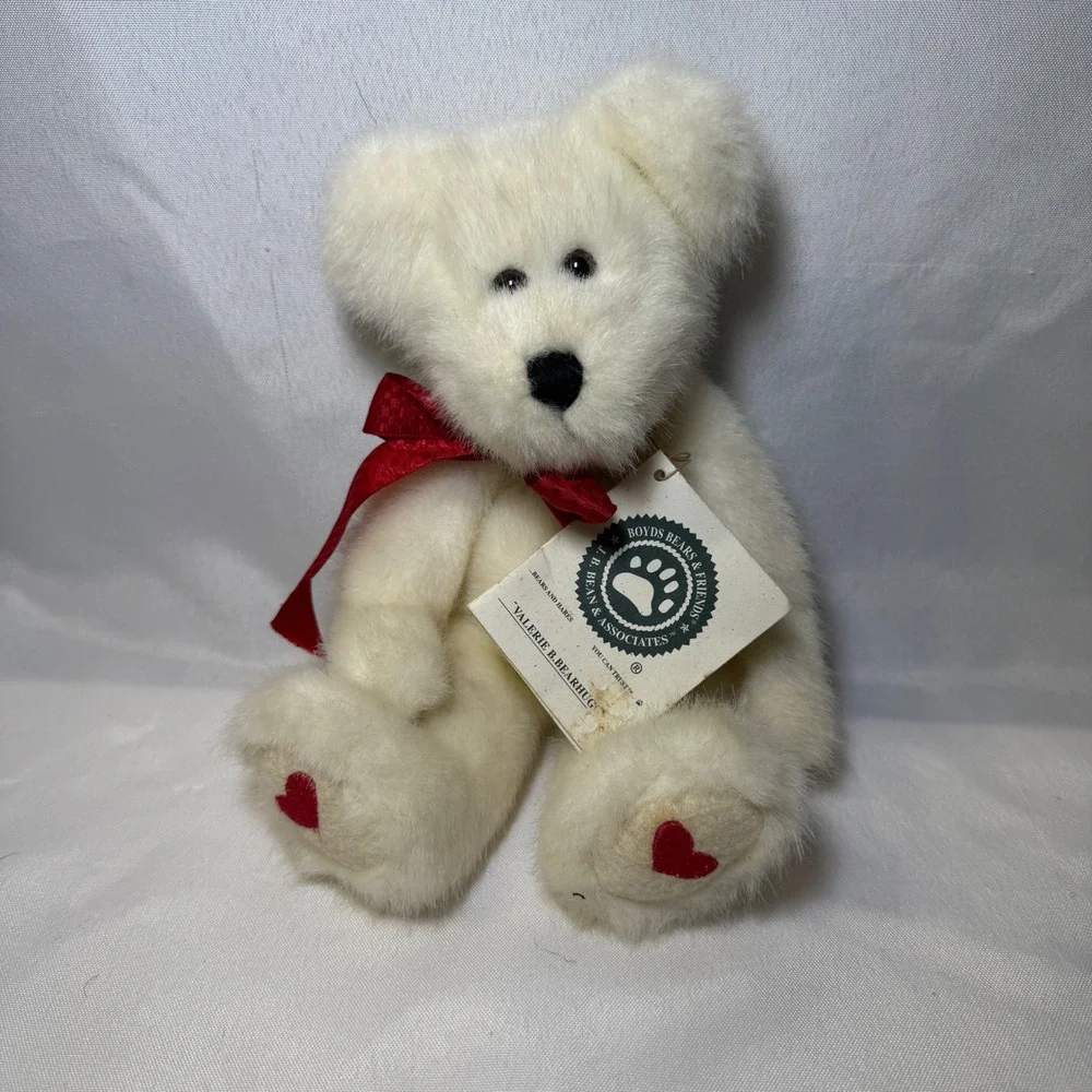 Vintage Boyds Bears Valerie B Bearhug White‎ Plush Heart Paws J.B. Bean Series